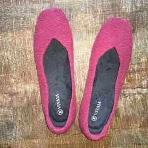Vivaia Margot 2.0 Square-Toe Terry Knit Ballet Flat Shoe Bordeaux Red Women 39 8